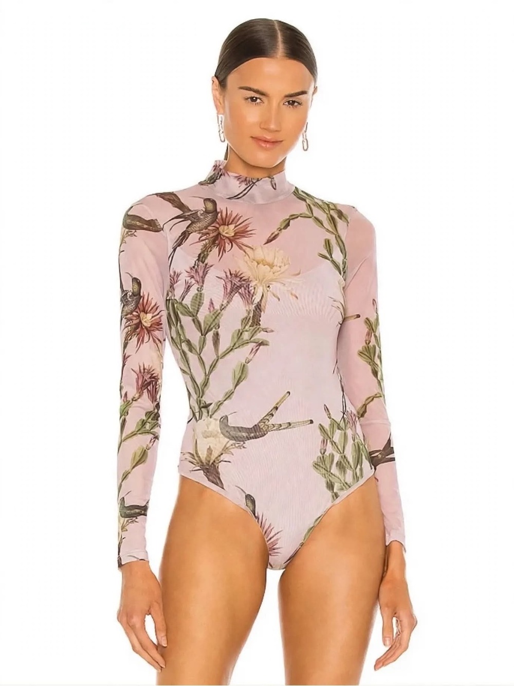 All Saints Nolina Elia Mesh Bodysuit US 6 UK 10 Hummingbird Floral NWOT